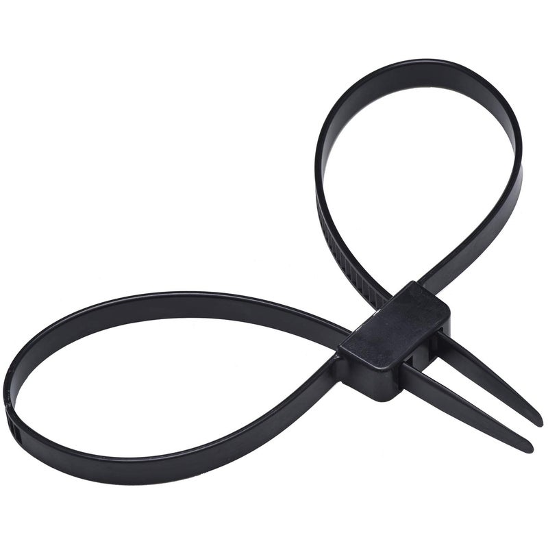DOMG 10 PCS Heavy Duty Strong 250-lb Police Zip Tie Handcuff Nylon Double Locking Cuffs Disposable Black Plastic Cable Tie, 27.5" Long - Image 1